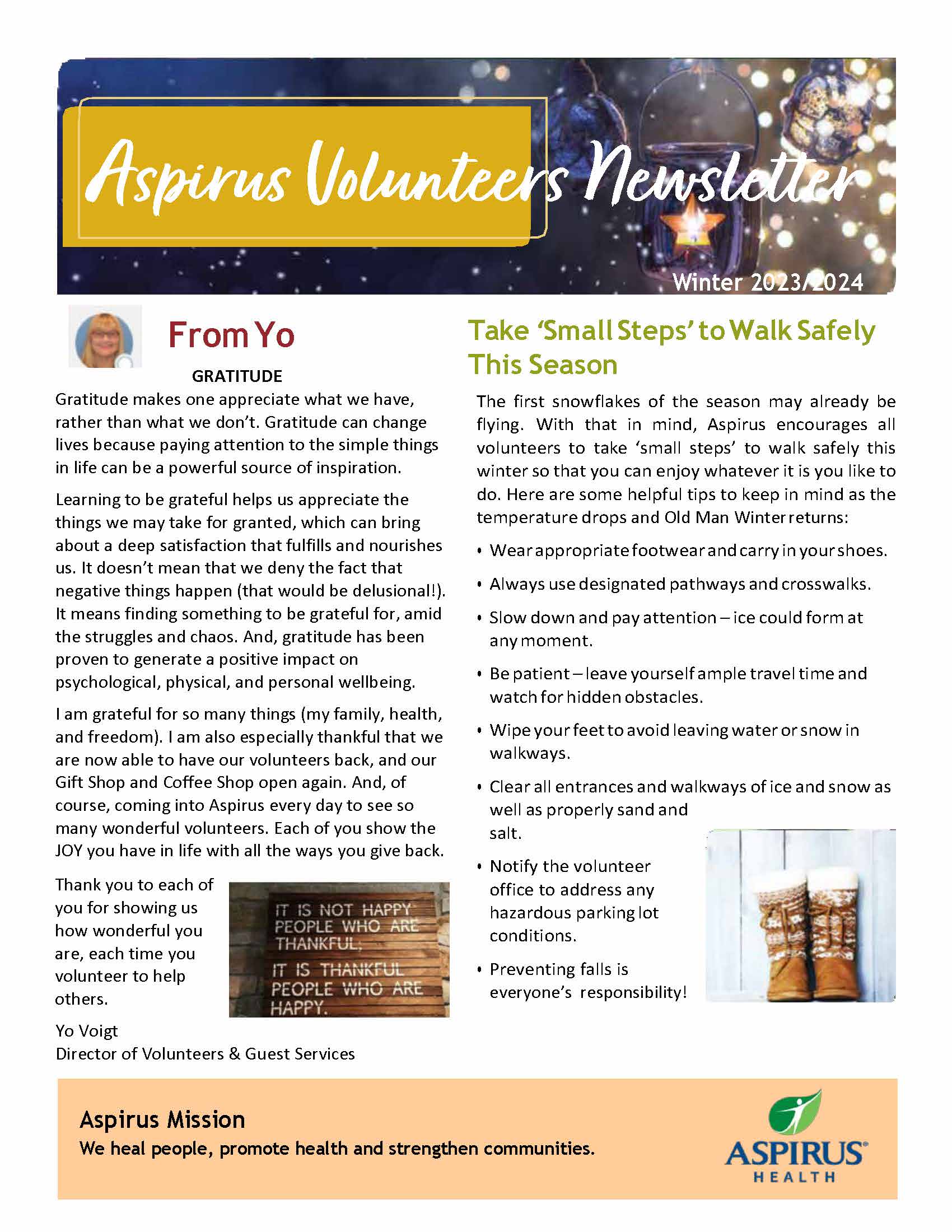 Aspirus Volunteer Newsletter - Winter 23-24